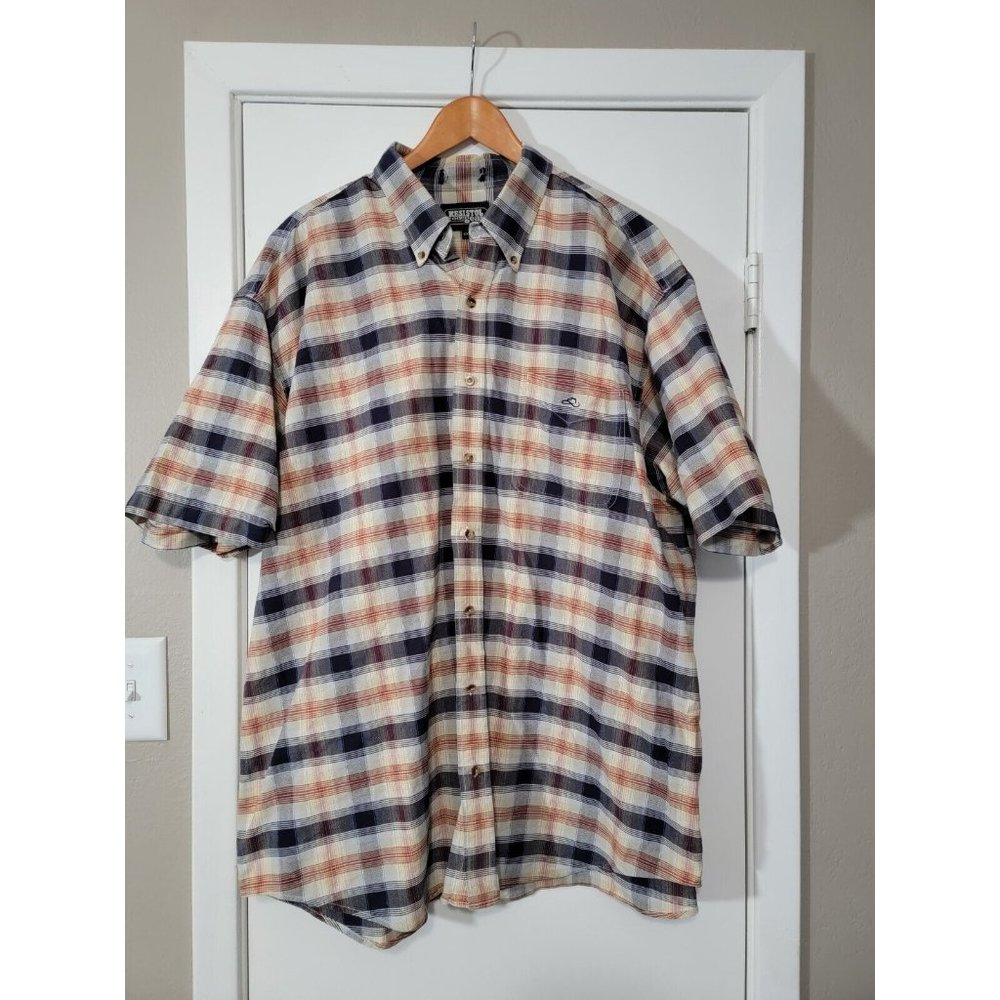 Resistol Rodeo Gear Button Down Shirt Mens XXL Multicolor Plaid Cotton w/ Pocket